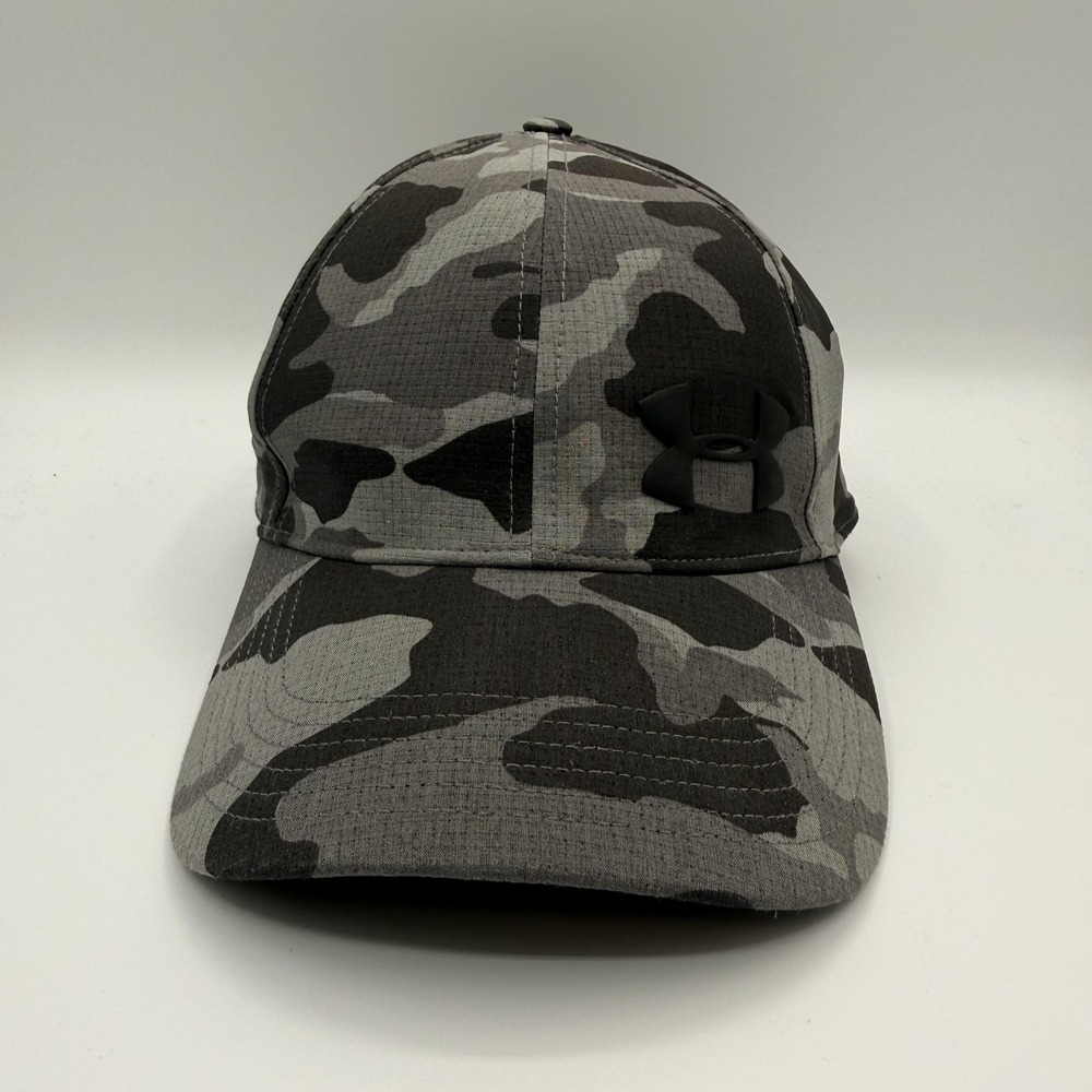Under‎ Armour Hat Cap Fitted Mens Medium/Large Gray Camo Ripstop Outdoor Hunting - Picture 2 of 8
